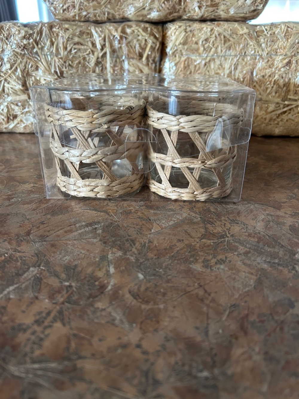 Celebrate Outdoor Entertaining With This Set of Four Wicker Wrapped Glass Set